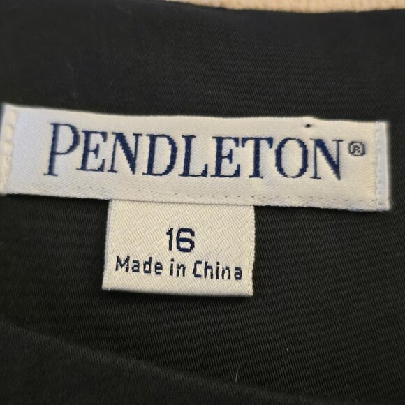 PENDLETON WOMENS CLASSIC SLEEVELESS BLACK MIDI SHEATH DRESS SIZE 16 COTTON OFFIC - Picture 2 of 10